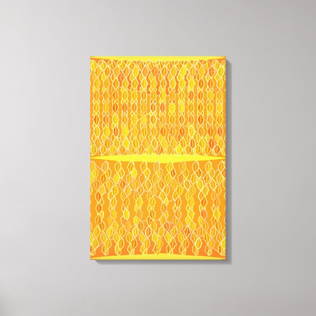 Impressão Em Tela Abstrato moderno - "Chuva do Ouro" - Ouro Amarelo (Frente)