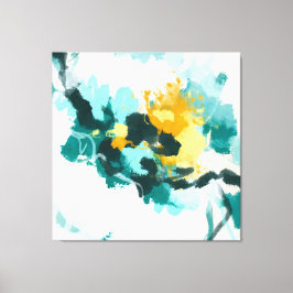Impressão Em Tela Abstrato moderno - Teal e Design pintado amarelo