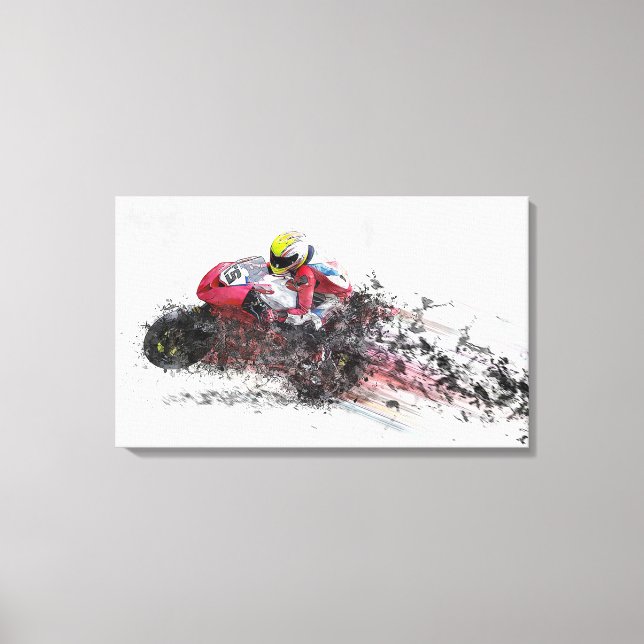 Impressão Em Tela Abstrato Motorcycle Racer (Frente)