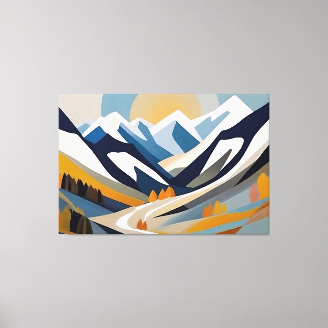 Impressão Em Tela Abstrato Mountain Landscape Decor Artístico Modern (Frente)