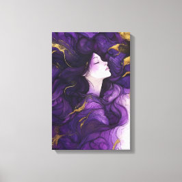 Impressão Em Tela Abstrato, mulher de arte moderna, púrpura e ouro