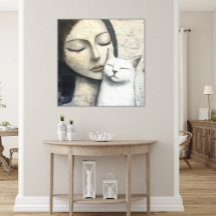 Abstrato, Mulher Incrível, Gato Branco Feliz
