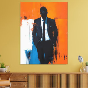 Impressão Em Tela Abstrato-negrito em naipe