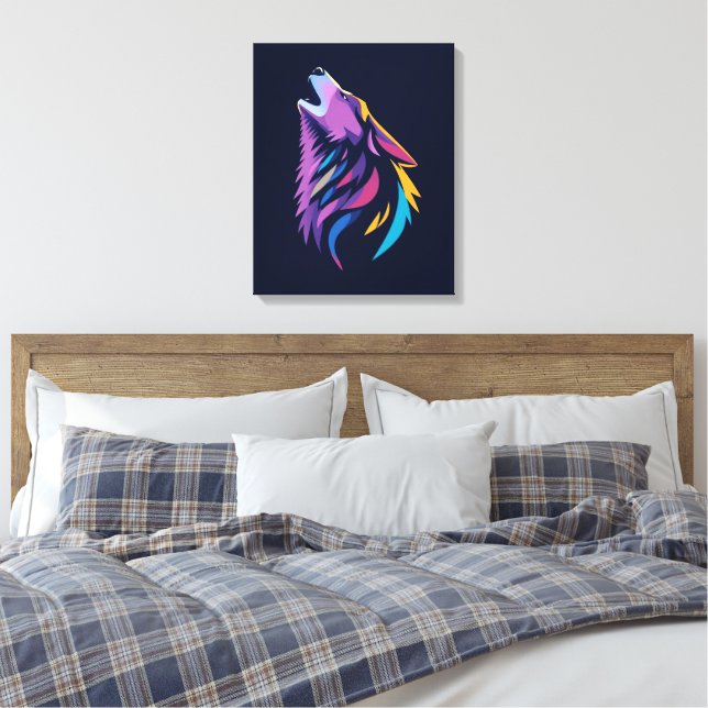 Impressão Em Tela Abstrato Neon Wolf (Insitu(Quarto))