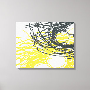 Impressão Em Tela Abstrato Nest em branco, Cinza e amarelo