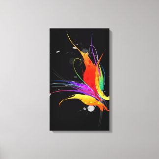 Impressão Em Tela Abstrato Paint Splatter Bird of Paradise em preto