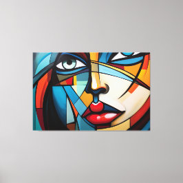 Impressão Em Tela Abstrato pintura do rosto da mulher