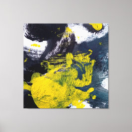 Impressão Em Tela Abstrato preto e amarelo