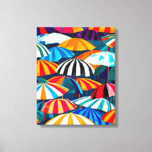 Impressão Em Tela Abstrato Rainbow Beach Umbrella