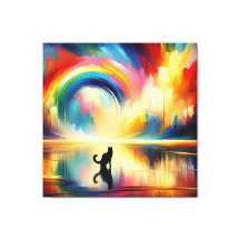 Abstrato Rainbow & Cat Refletindo Água Superficial