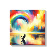 Abstrato Rainbow & Cat Refletindo Água Superficial