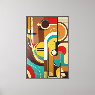 Impressão Em Tela Abstrato Retro Art Formas e Padrões vibrantes