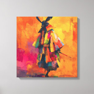 Impressão Em Tela Abstrato Samurai Warrior Silhouette