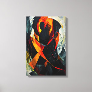 Impressão Em Tela Abstrato Silhouette em Arte Vermelha e Negra Fiery
