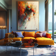 Abstrato Skier Art - Ação Esportiva de Inverno