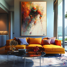 Impressão Em Tela Abstrato Skier Art - Ação Esportiva de Inverno