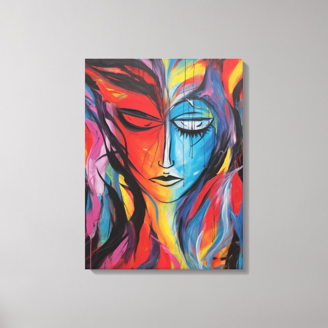 Impressão Em Tela Abstrato Spray Painting (Frente)