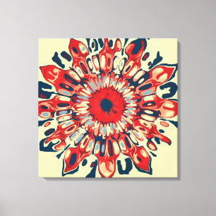 Impressão Em Tela Abstrato SUN FLOWER - azul vermelho + seu backgr.