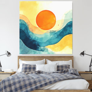 Impressão Em Tela Abstrato Sunset Waves Art