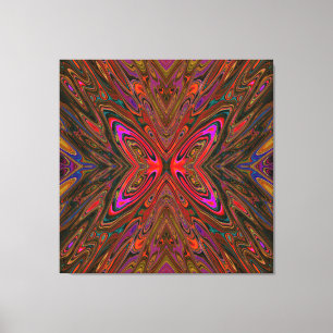 Impressão Em Tela Abstrato Trippy Orange e Magenta Butterfly