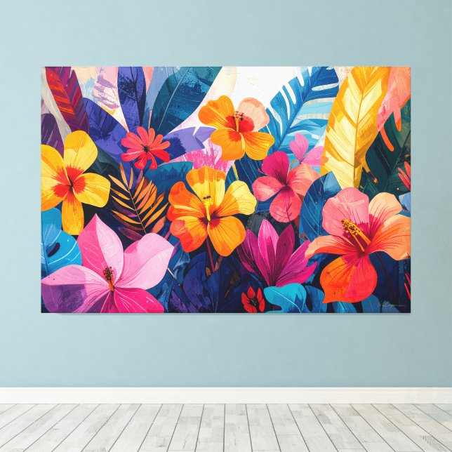 Impressão Em Tela Abstrato tropical (Insitu(piso de madeira))