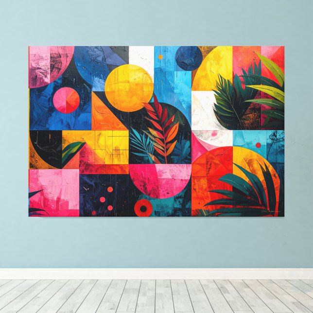 Impressão Em Tela Abstrato tropical (Insitu(piso de madeira))