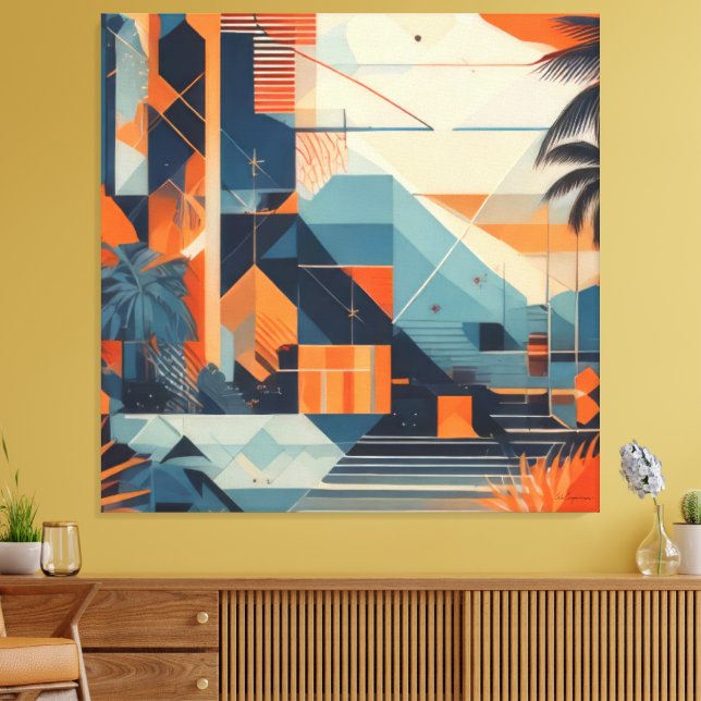 Impressão Em Tela abstrato tropical 001 (Insitu(Sala de estar))