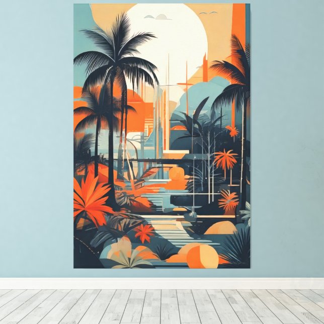Impressão Em Tela abstrato tropical 002 (Insitu(piso de madeira))