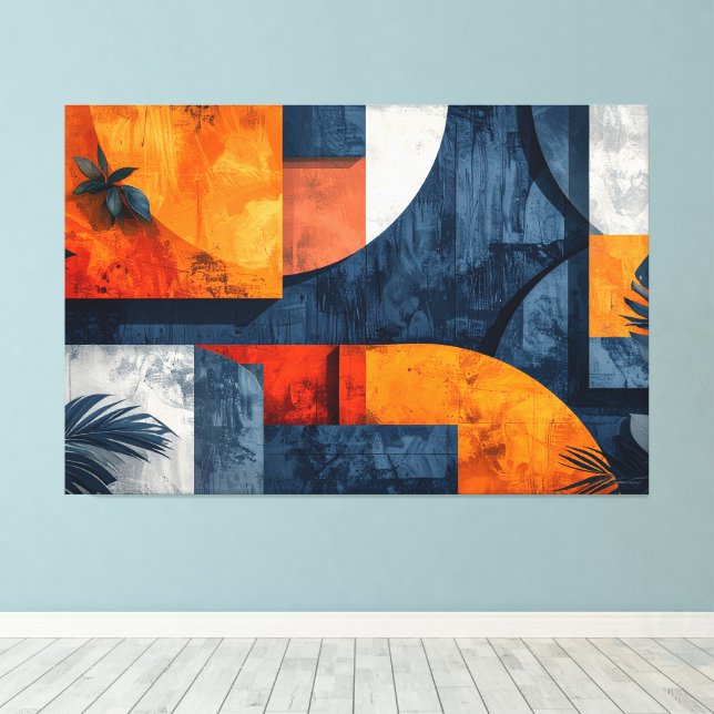 Impressão Em Tela Abstrato tropical 003 (Insitu(piso de madeira))