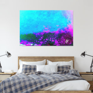 Impressão Em Tela Abstrato Turquesa Roxo Equilibrado