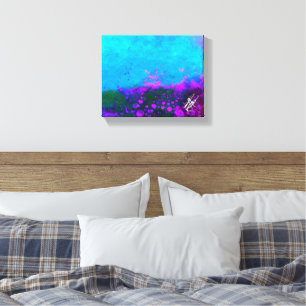 Impressão Em Tela Abstrato Turquesa Roxo Equilibrado