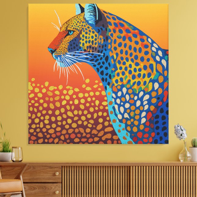 Impressão Em Tela Abstrato Vibrant Leopard Art (Insitu(Sala de estar))