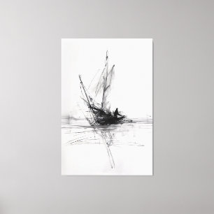 Impressão Em Tela Abstrato Yacht no Sea Sketch - Premium