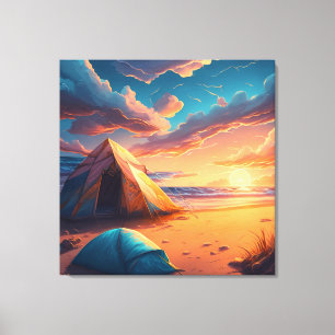 Impressão Em Tela Acampamento ao nascer do sol