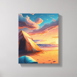 Impressão Em Tela Acampamento ao nascer do sol