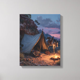 Impressão Em Tela Acampamento de Cavalos Crepúsculo Canyon Sunset Ar