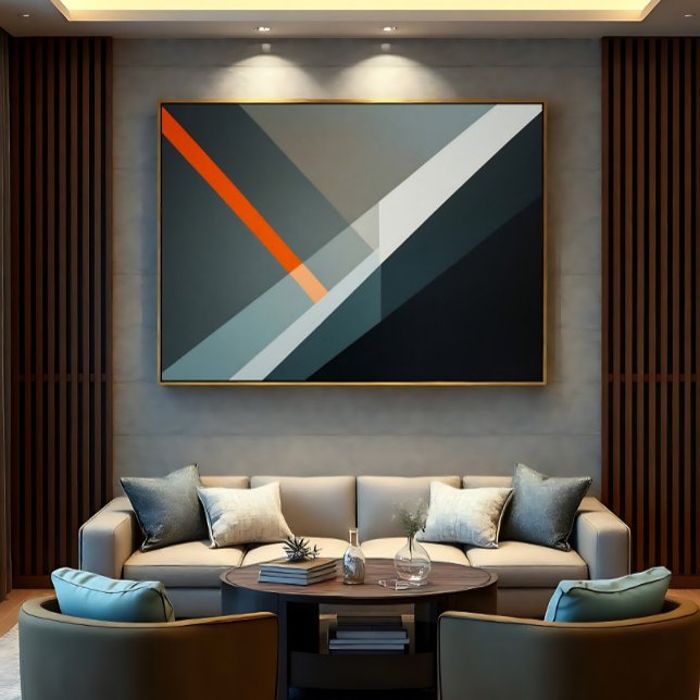 Impressão Em Tela Acento Geométrico Abstrato Laranja (Criador carregado)