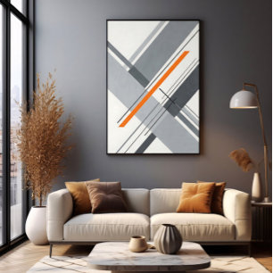 Impressão Em Tela Acento Geométrico Minimalista Laranja