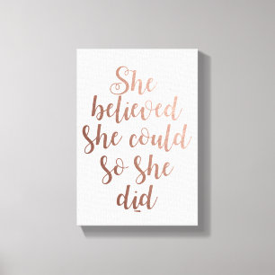 Impressão Em Tela "Acreditou que poderia assim que fez" ouro