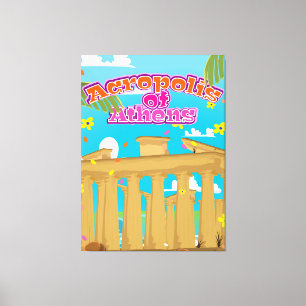 Impressão Em Tela Acrópole do poster de viagens de Grécias de Aten
