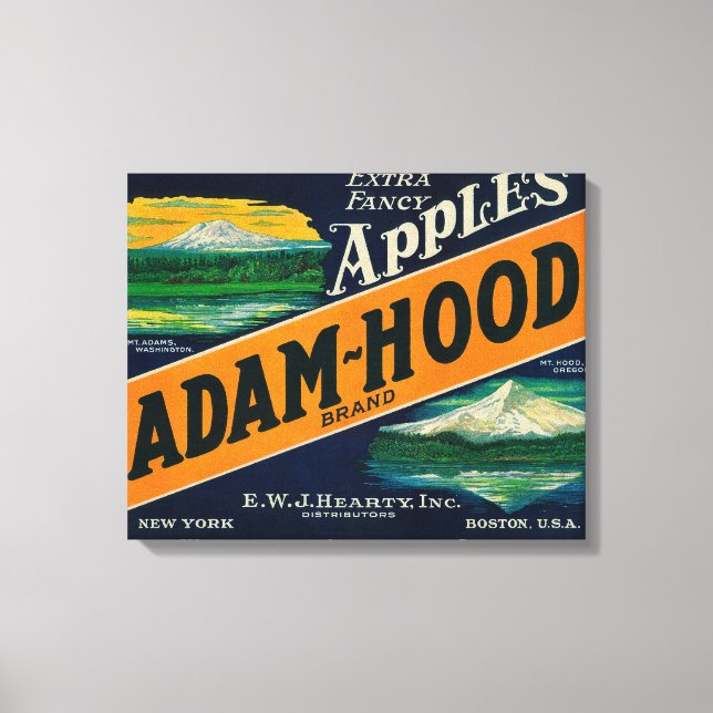Impressão Em Tela Adam-Hood Apple Crate LabelHood River, OU (Frente)