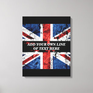 Impressão Em Tela Adicione seu texto na Almofada da bandeira inglesa