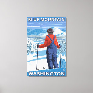 Impressão Em Tela Admiração do esquiador - montanha azul, Washingt
