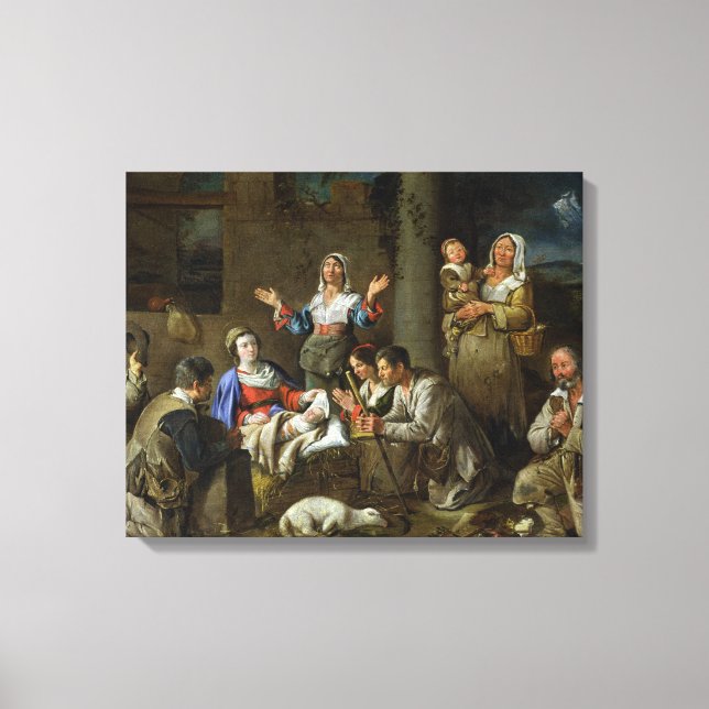Impressão Em Tela Adoração dos Pastores, c.1659 (Frente)