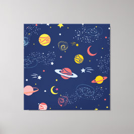 Impressão Em Tela Adorável padrão de fundo da galáxia desenhada à mã