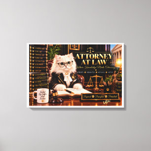 Impressão Em Tela Advogado Branco Gato Persa   Elegante Jurídico