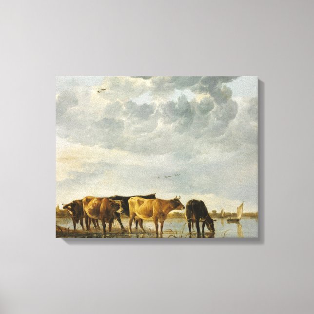 Impressão Em Tela Aelbert Cuyp - Vacas em um rio (Frente)