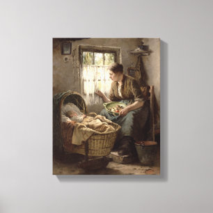 Impressão Em Tela Afeição maternal (óleo em canvas)