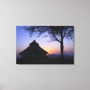 Impressão Em Tela África, Etiópia, região do rio Omo, Pôr do sol sob