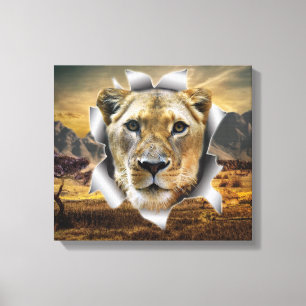 Impressão Em Tela África-Safari Lioness Wildlife-Art